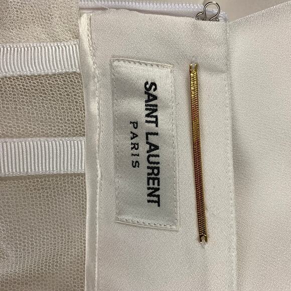 SAINT LAURENT Size 2 White Viscose Strapless Cut-Out Cocktail Dress - Picture 6 of 7